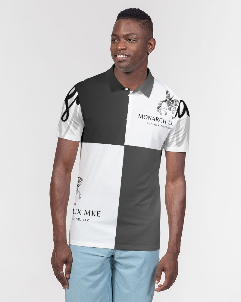 Monarch Luxury MKE - Eboni-Onyx Men's All-Over Print Slim Fit Short Sleeve Polo