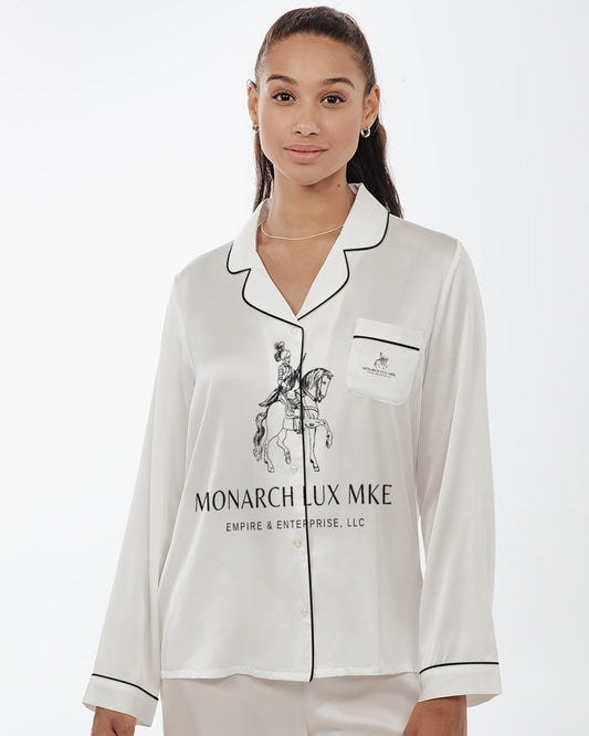 Royal Knight Warrior Women's Satin Long Sleeve Pajama Top