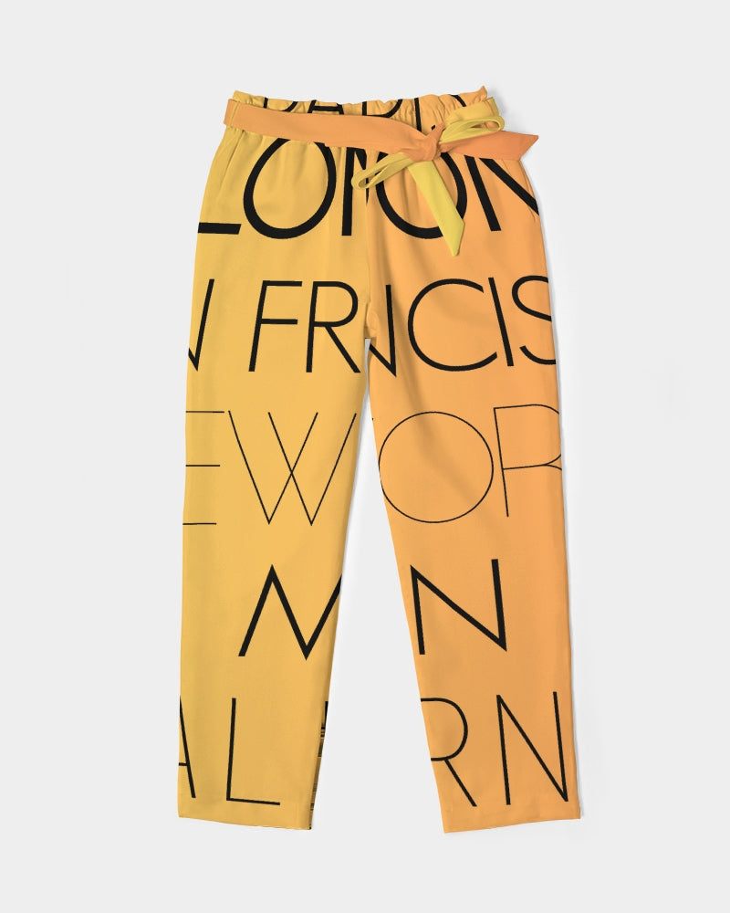 Monarch Lux MKE - Enlightened Women's All-Over Print Belted Tapered Pants