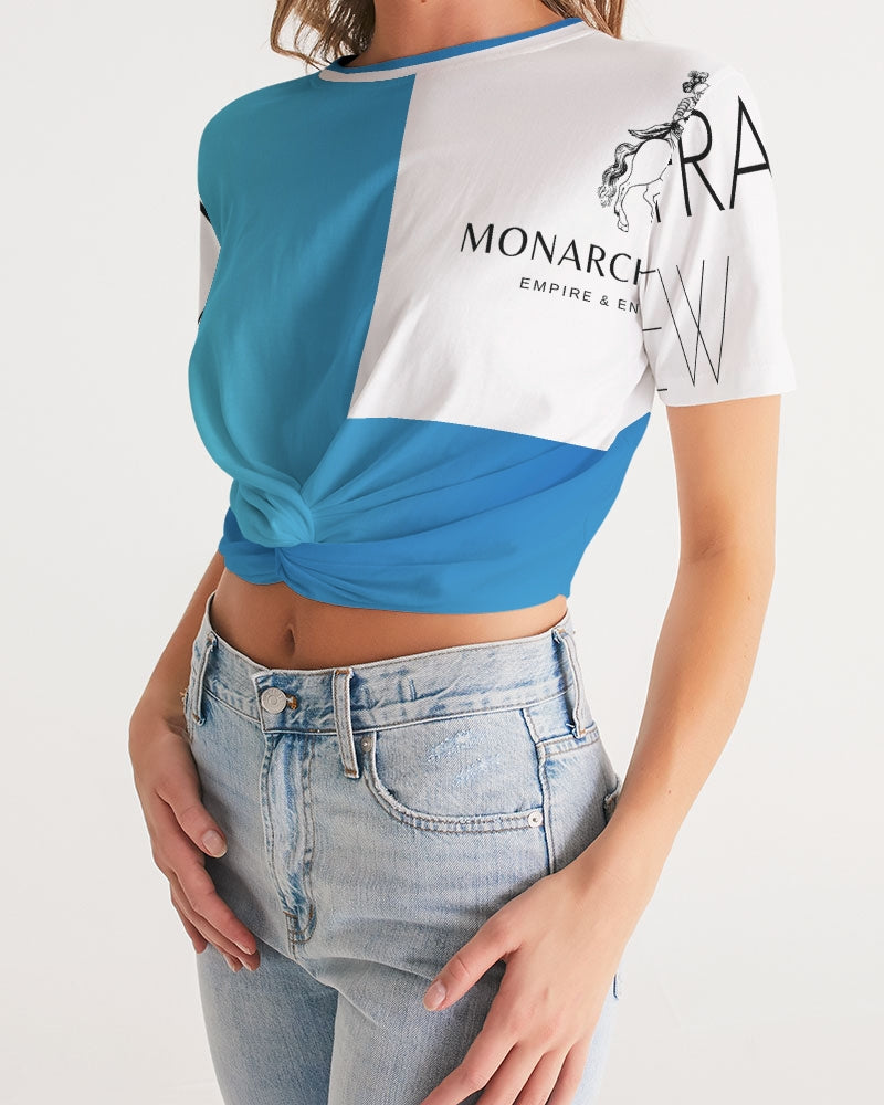 Monarch Luxury MKE - Imagine (Cortana) Women's All-Over Print Twist-Front Cropped Tee