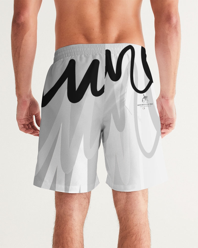 Monarch Luxury MKE - White Smoke Men's All-Over Print Swim Trunk