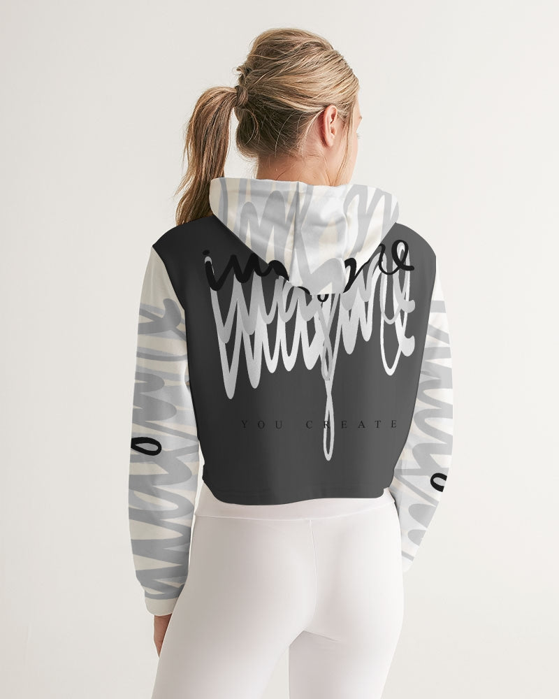 Monarch Luxury MKE - Eboni-Onyx Women's All-Over Print Cropped Hoodie