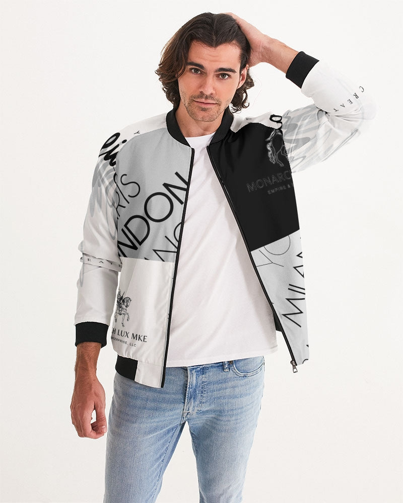 Monarch Luxury MKE - White Smoke Men's All-Over Print Bomber Jacket