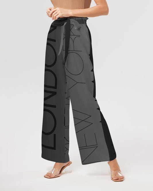 Monarch Luxury MKE - Eboni-Onyx Women's All-Over Print High-Rise Wide Leg Pants