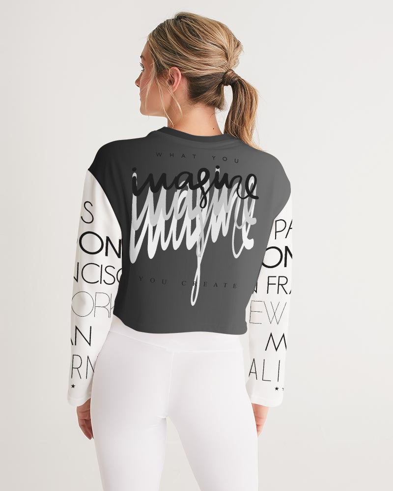 Monarch Luxury MKE - Eboni-Onyx Women's All-Over Print Cropped Sweatshirt