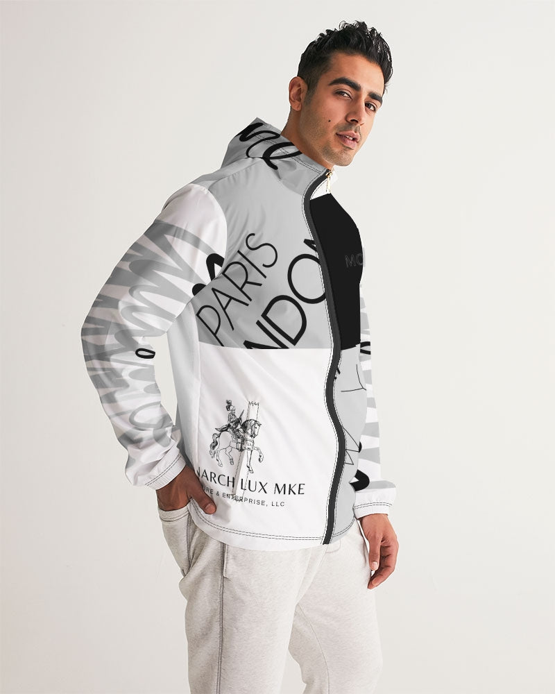 Monarch Luxury MKE - White Smoke Men's All-Over Print Windbreaker