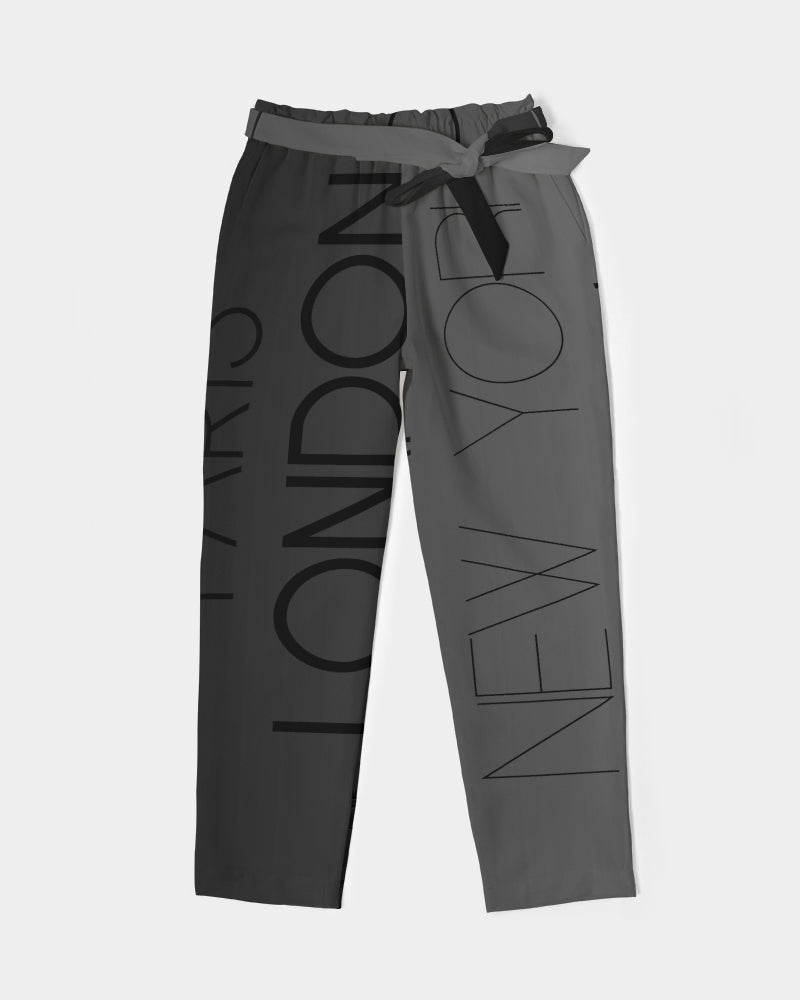 Monarch Luxury MKE - Eboni-Onyx Women's All-Over Print Belted Tapered Pants