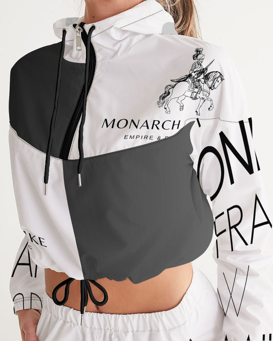 Monarch Luxury MKE - Eboni-Onyx Women's All-Over Print Cropped Windbreaker