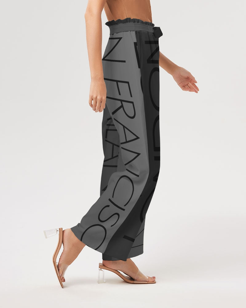 Monarch Luxury MKE - Eboni-Onyx Women's All-Over Print High-Rise Wide Leg Pants