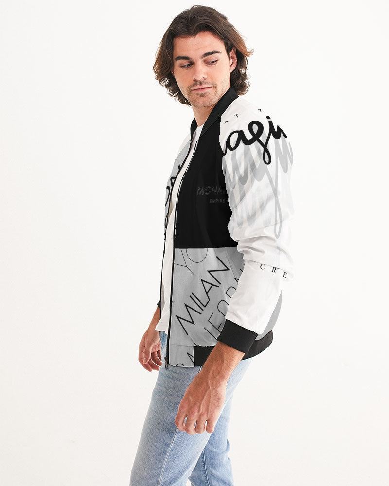 Monarch Luxury MKE - White Smoke Men's All-Over Print Bomber Jacket